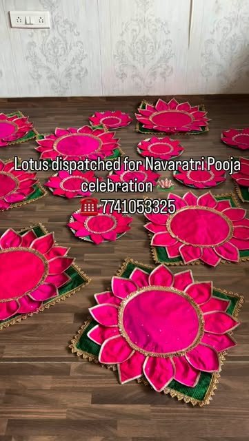 Lotus mats laid out for a Navratri order
