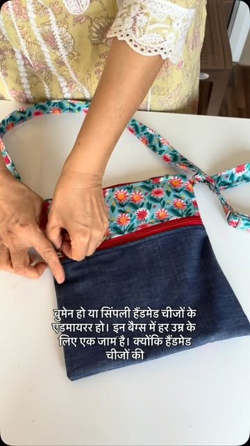 Handmade denim sling bag